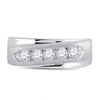 14k White Gold Mens Round Diamond 5-stone Wedding Ring 5/8 Cttw