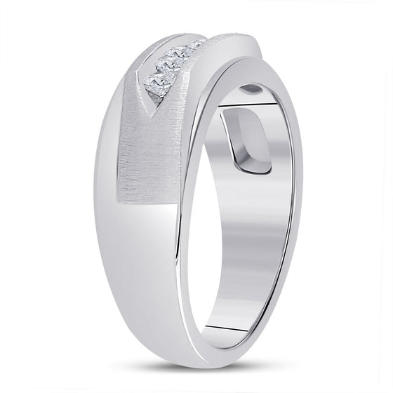 14k White Gold Mens Round Diamond 5-stone Wedding Ring 5/8 Cttw