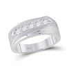 14k White Gold Mens Round Diamond 5-stone Wedding Ring 5/8 Cttw