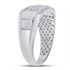 14k White Gold Mens Round Diamond Wedding Band Ring 1 Cttw