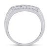 14k White Gold Mens Round Diamond Wedding Band Ring 1 Cttw