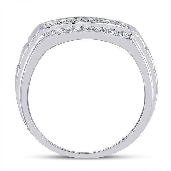 14k White Gold Mens Round Diamond Wedding Band Ring 1 Cttw