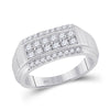 14k White Gold Mens Round Diamond Wedding Band Ring 1 Cttw
