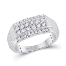  14k White Gold Mens Round Diamond Wedding Band Ring 1 Cttw