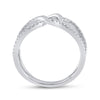 14k White Gold Womens Round Diamond Negative Space Link Fashion Ring 1/6 Cttw
