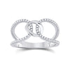 14k White Gold Womens Round Diamond Negative Space Link Fashion Ring 1/6 Cttw