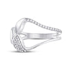 14k White Gold Womens Round Diamond Abstract Fashion Ring 1/5 Cttw