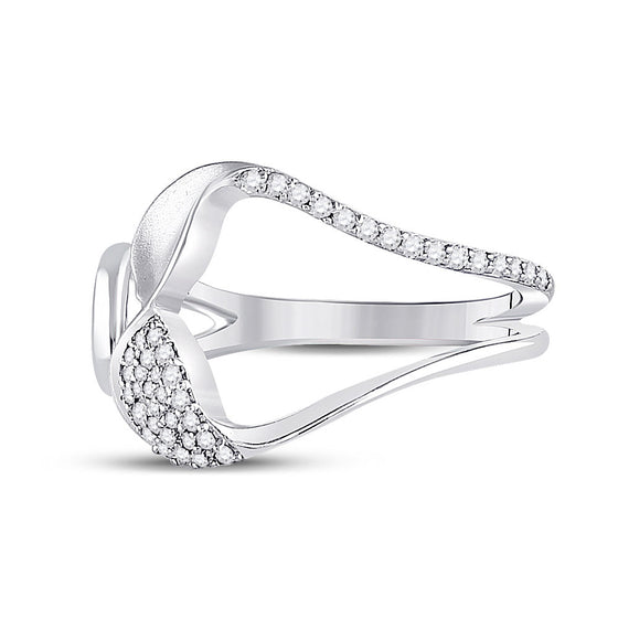 14k White Gold Womens Round Diamond Abstract Fashion Ring 1/5 Cttw