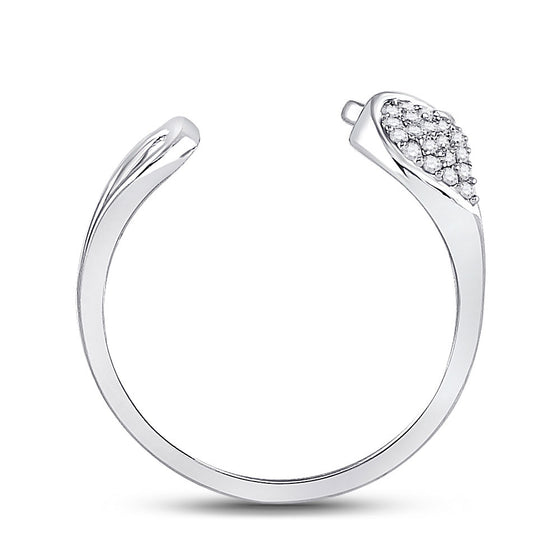 14k White Gold Womens Round Diamond Abstract Fashion Ring 1/5 Cttw