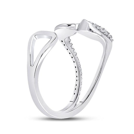 14k White Gold Womens Round Diamond Abstract Fashion Ring 1/5 Cttw