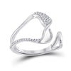 14k White Gold Womens Round Diamond Abstract Fashion Ring 1/5 Cttw