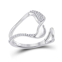  14k White Gold Womens Round Diamond Abstract Fashion Ring 1/5 Cttw