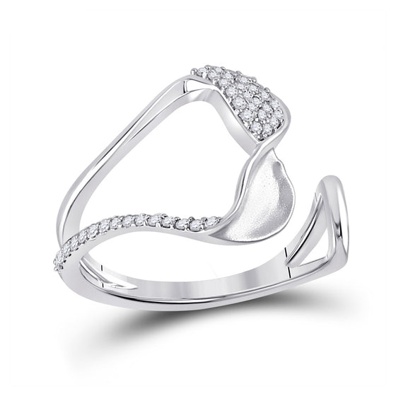 14k White Gold Womens Round Diamond Abstract Fashion Ring 1/5 Cttw