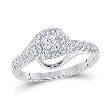  14k White Gold Womens Princess Diamond Halo Square Ring 3/8 Cttw