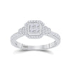 14k White Gold Womens Princess Diamond Fashion Ring 1/2 Cttw