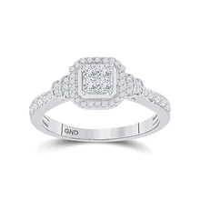  14k White Gold Womens Princess Diamond Fashion Ring 1/2 Cttw