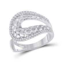  14k White Gold Womens Round Diamond Modern Scale Fashion Ring 1/4 Cttw