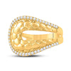 14k Yellow Gold Womens Round Diamond Scale Fashion Ring 1/4 Cttw