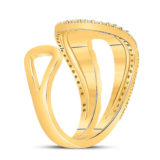 14k Yellow Gold Womens Round Diamond Scale Fashion Ring 1/4 Cttw