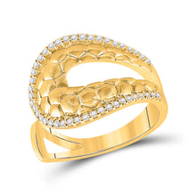  14k Yellow Gold Womens Round Diamond Scale Fashion Ring 1/4 Cttw