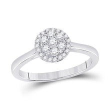  14k White Gold Womens Round Diamond Flower Cluster Ring 1/3 Cttw