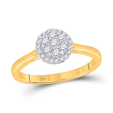  14k Yellow Gold Womens Round Diamond Halo Flower Cluster Ring 1/3 Cttw