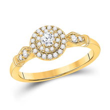 14k Yellow Gold Round Diamond Halo Bridal Wedding Engagement Ring 1/3 Cttw