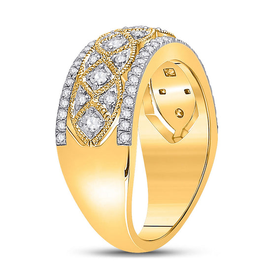 14k Yellow Gold Womens Round Diamond Band Ring 1/2 Cttw