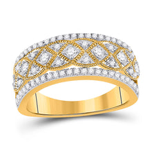  14k Yellow Gold Womens Round Diamond Band Ring 1/2 Cttw