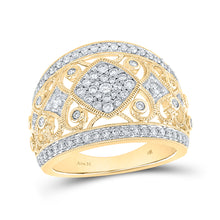  14k Yellow Gold Womens Round Diamond Filigree Fashion Ring 3/4 Cttw