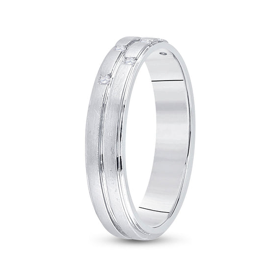 14k White Gold Womens Round Diamond Scattered Band Ring 1/10 Cttw