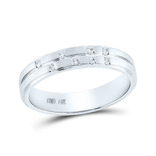  14k White Gold Womens Round Diamond Scattered Band Ring 1/10 Cttw