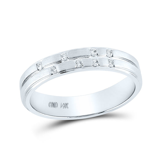14k White Gold Womens Round Diamond Scattered Band Ring 1/10 Cttw