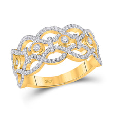  14k Yellow Gold Womens Round Diamond Woven Fashion Ring 5/8 Cttw
