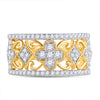 14k Yellow Gold Womens Round Diamond Clover Square Band Ring 5/8 Cttw