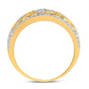 14k Yellow Gold Womens Round Diamond Clover Square Band Ring 5/8 Cttw