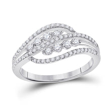  10k White Gold Womens Round Diamond Crossover Fashion Ring 1/2 Cttw