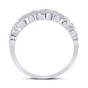 14k White Gold Womens Round Diamond Oval Dot 3-Row Fashion Ring 3/4 Cttw