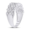 14k White Gold Womens Round Diamond Oval Dot 3-Row Fashion Ring 3/4 Cttw