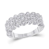 14k White Gold Womens Round Diamond Oval Dot 3-Row Fashion Ring 3/4 Cttw