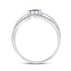 14k White Gold Womens Round Blue Sapphire Clover Fashion Ring 3/8 Cttw