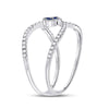 14k White Gold Womens Round Blue Sapphire Clover Fashion Ring 3/8 Cttw