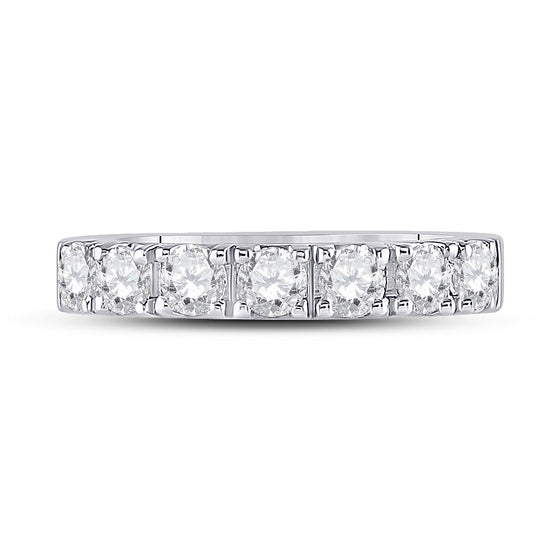 14k White Gold Womens Round Diamond Single Row Band Ring 1 Cttw