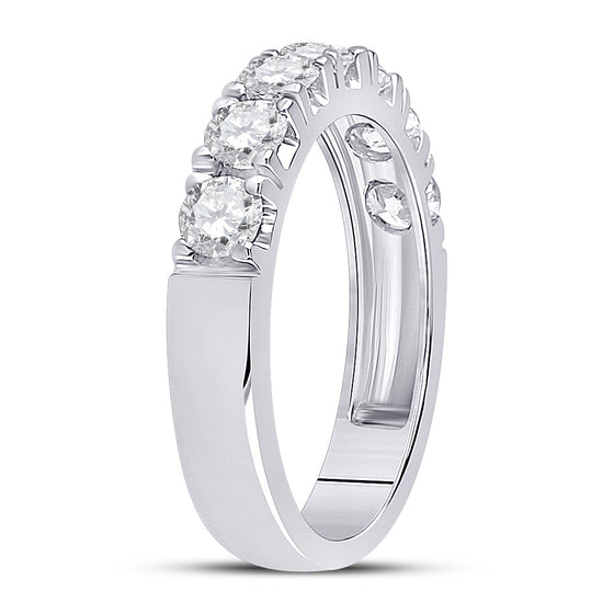 14k White Gold Womens Round Diamond Single Row Band Ring 1 Cttw