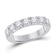  14k White Gold Womens Round Diamond Single Row Band Ring 1 Cttw