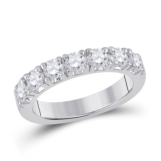 14k White Gold Womens Round Diamond Single Row Band Ring 1 Cttw