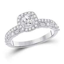  14k White Gold Round Diamond Halo Bridal Wedding Engagement Ring 1 Cttw