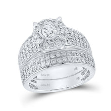  14k White Gold Round Diamond Bridal Wedding Ring Band Set 1-1/2 Cttw