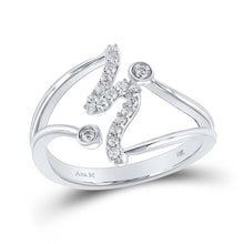  14k White Gold Womens Round Diamond Wave Band Ring 1/5 Cttw