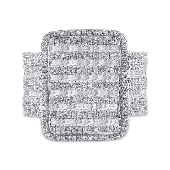 10k Yellow Gold Mens Baguette Diamond Rectangle Cluster Ring 1-7/8 Cttw